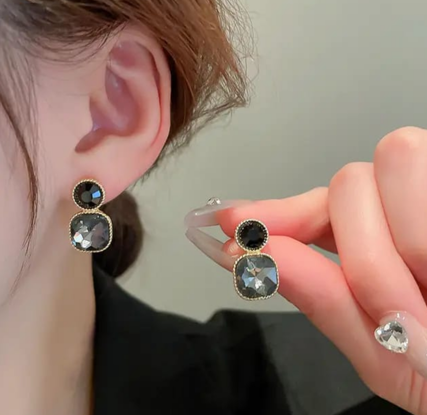 Dual Gemstone Stud Earrings