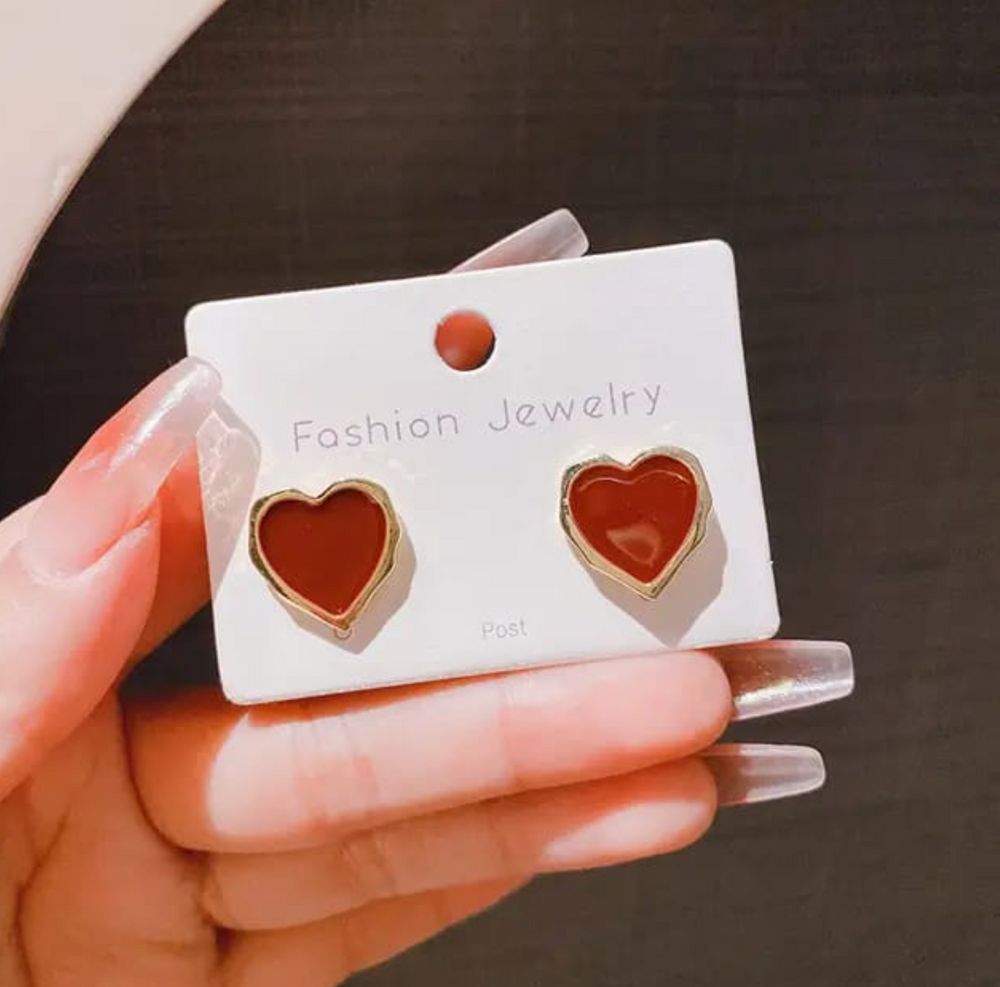 Red Heart Stud Earrings