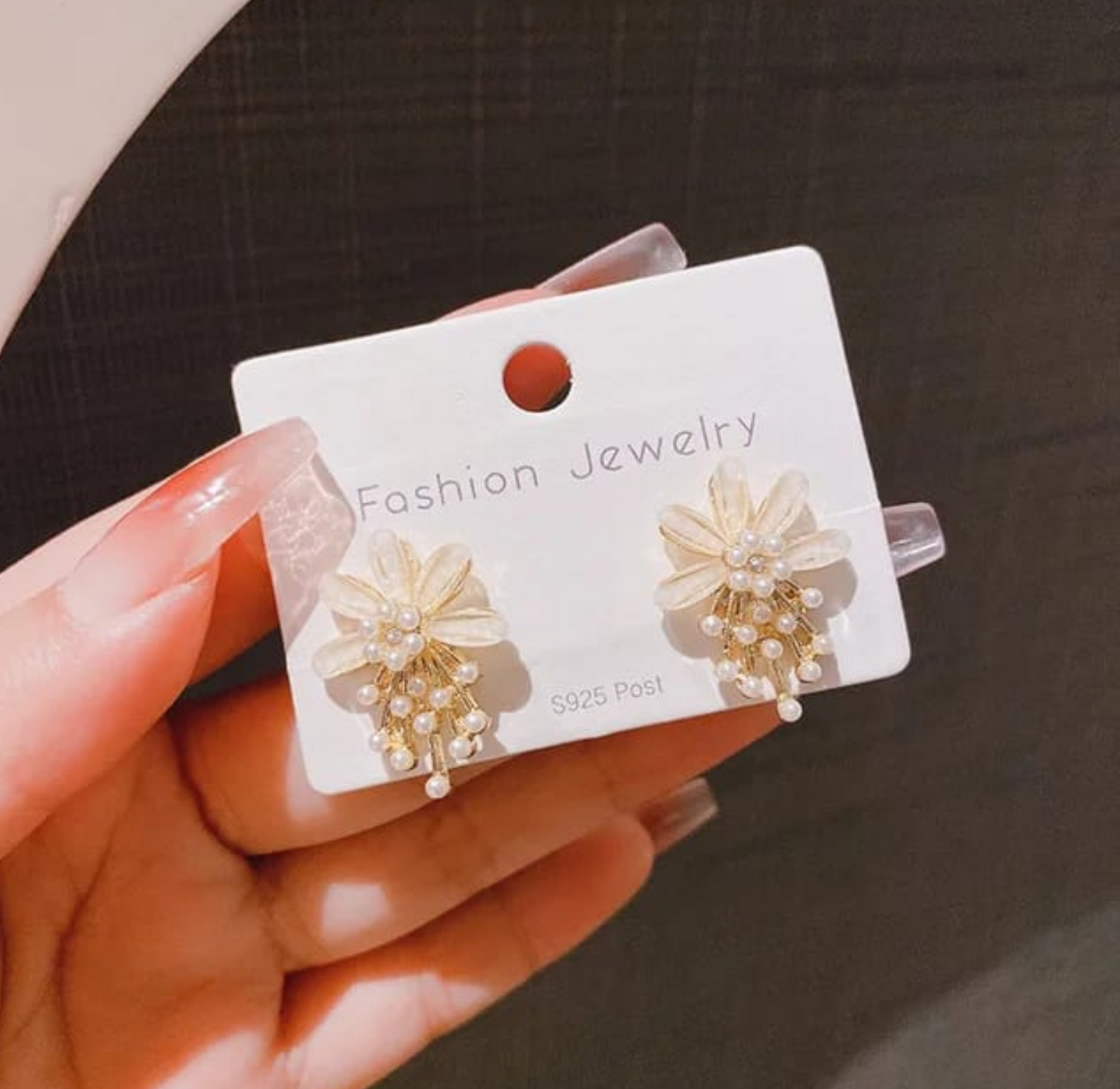 Floral Pearl Cluster Earrings