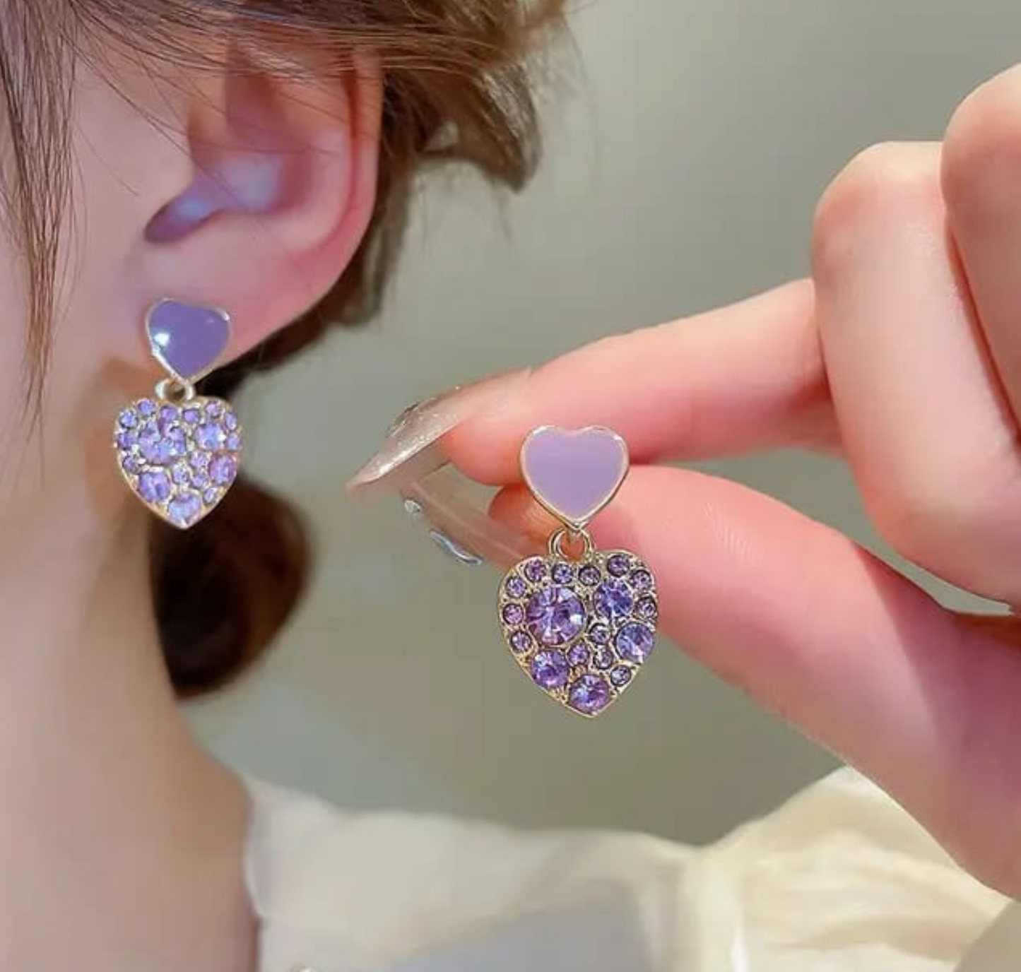 Purple Heart Dangle Earring