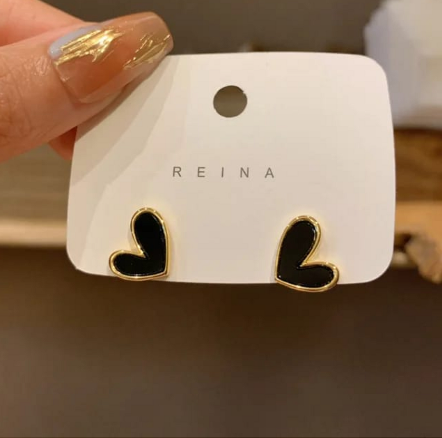 Black Heart Stud Earrings