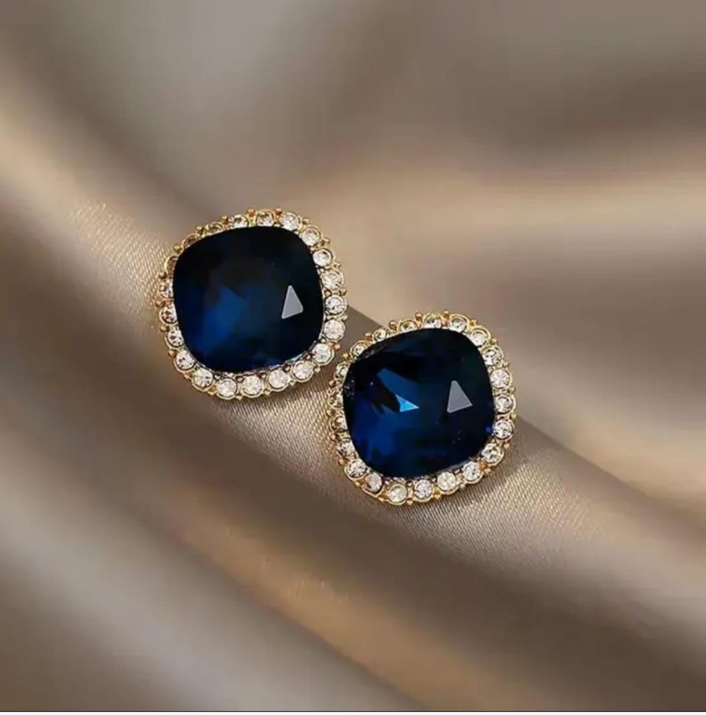 Royal Blue Halo Stud Earrings