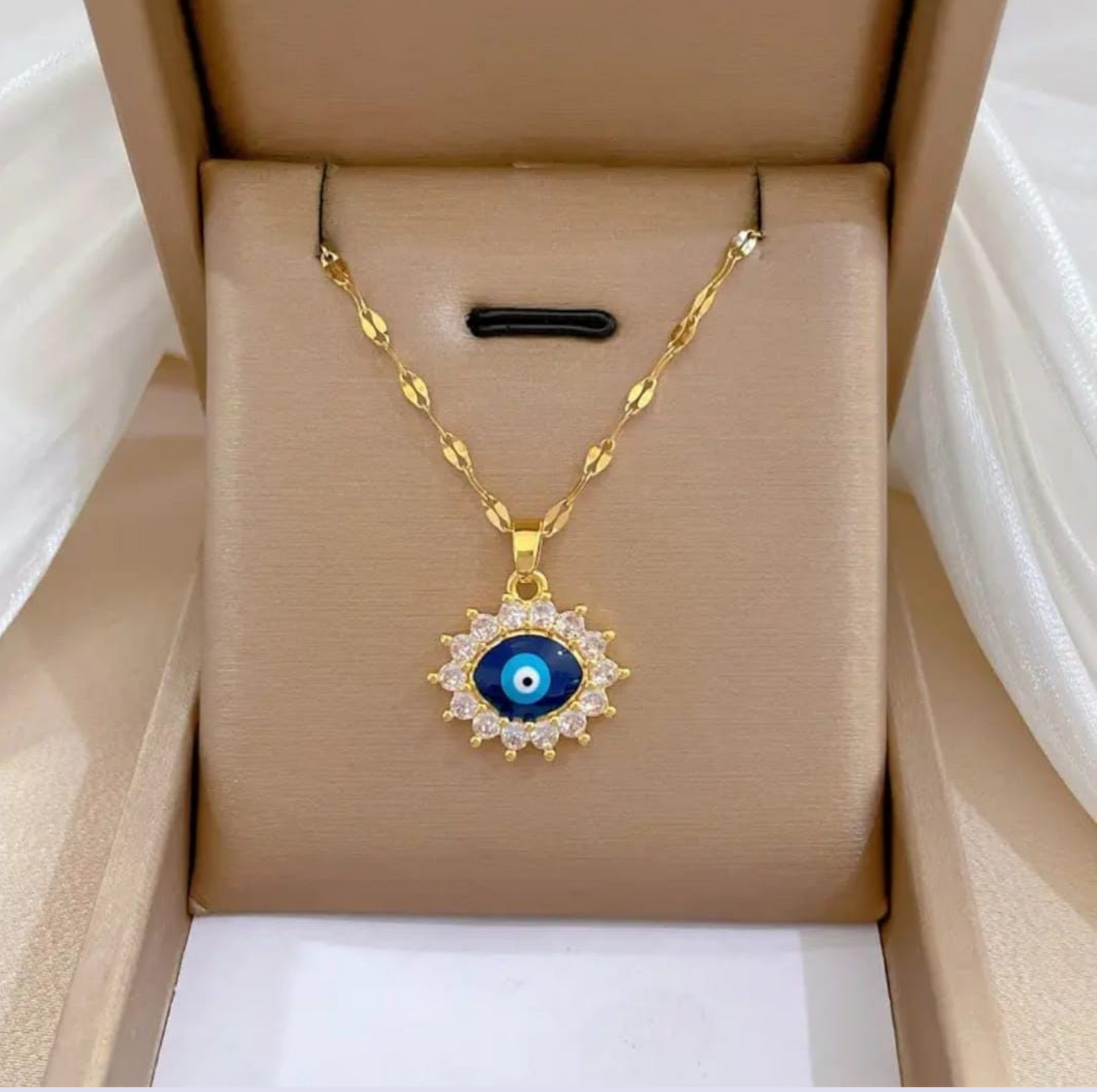 Gold Evil Eye Pendant Necklace