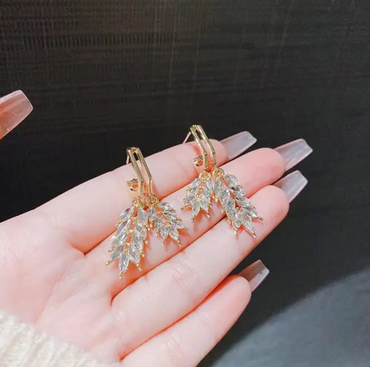 Golden Leaf Cluster Earrings