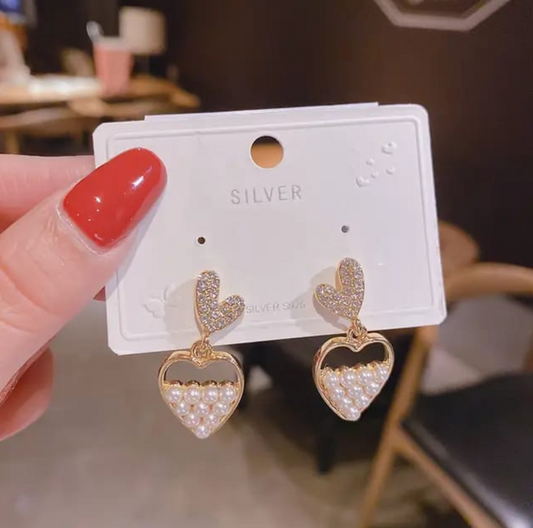 Pearl Heart Earrings