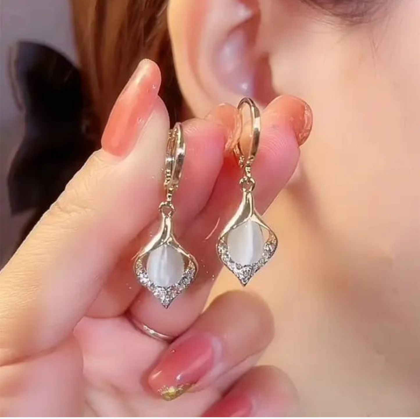Teardrop Crystal Hoop Earrings