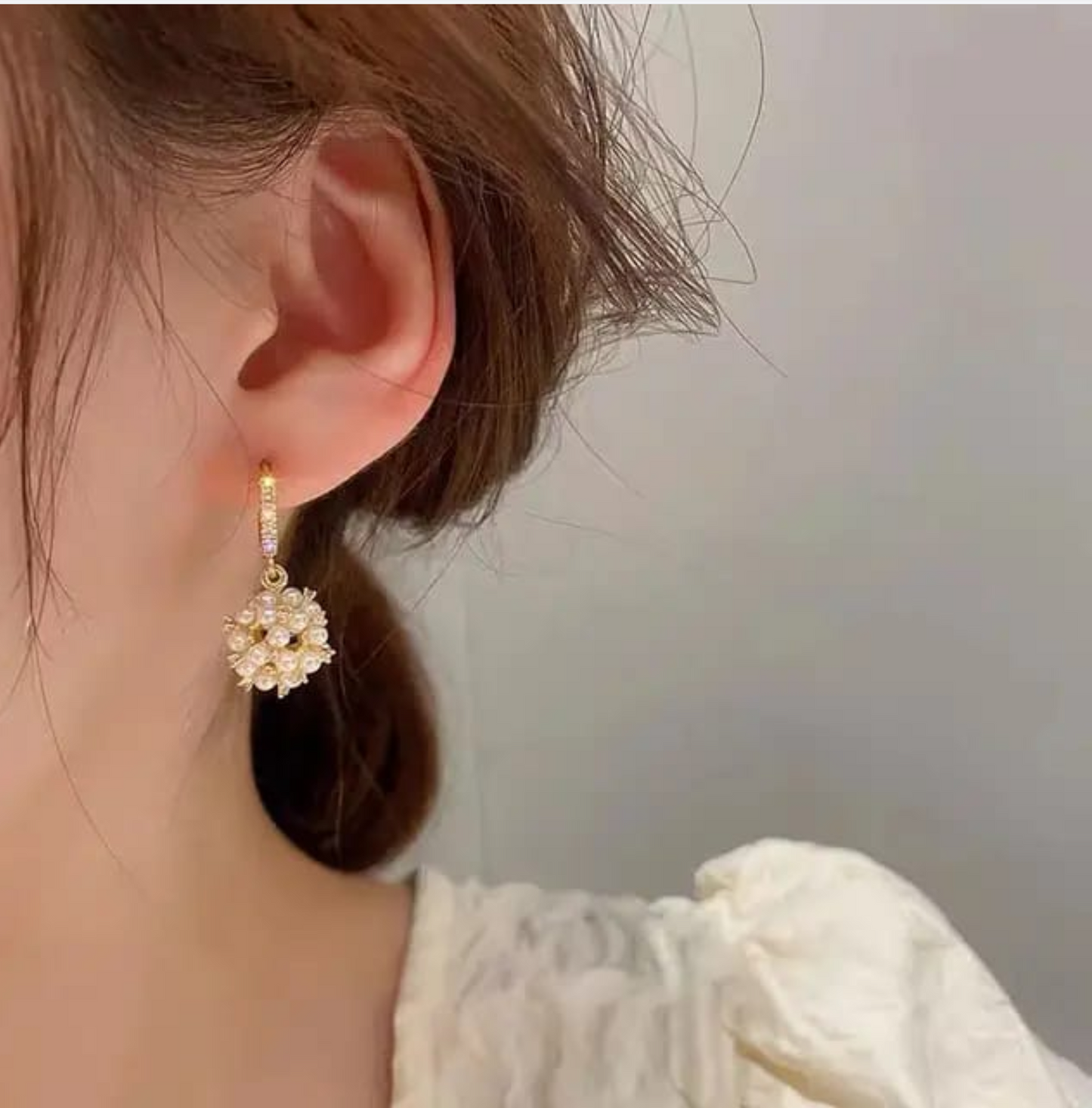 Pearl Flower Drop Earrings
