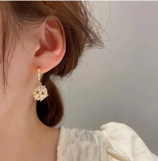 Pearl Flower Drop Earrings