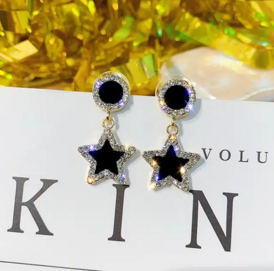 Black Star Drop Earrings
