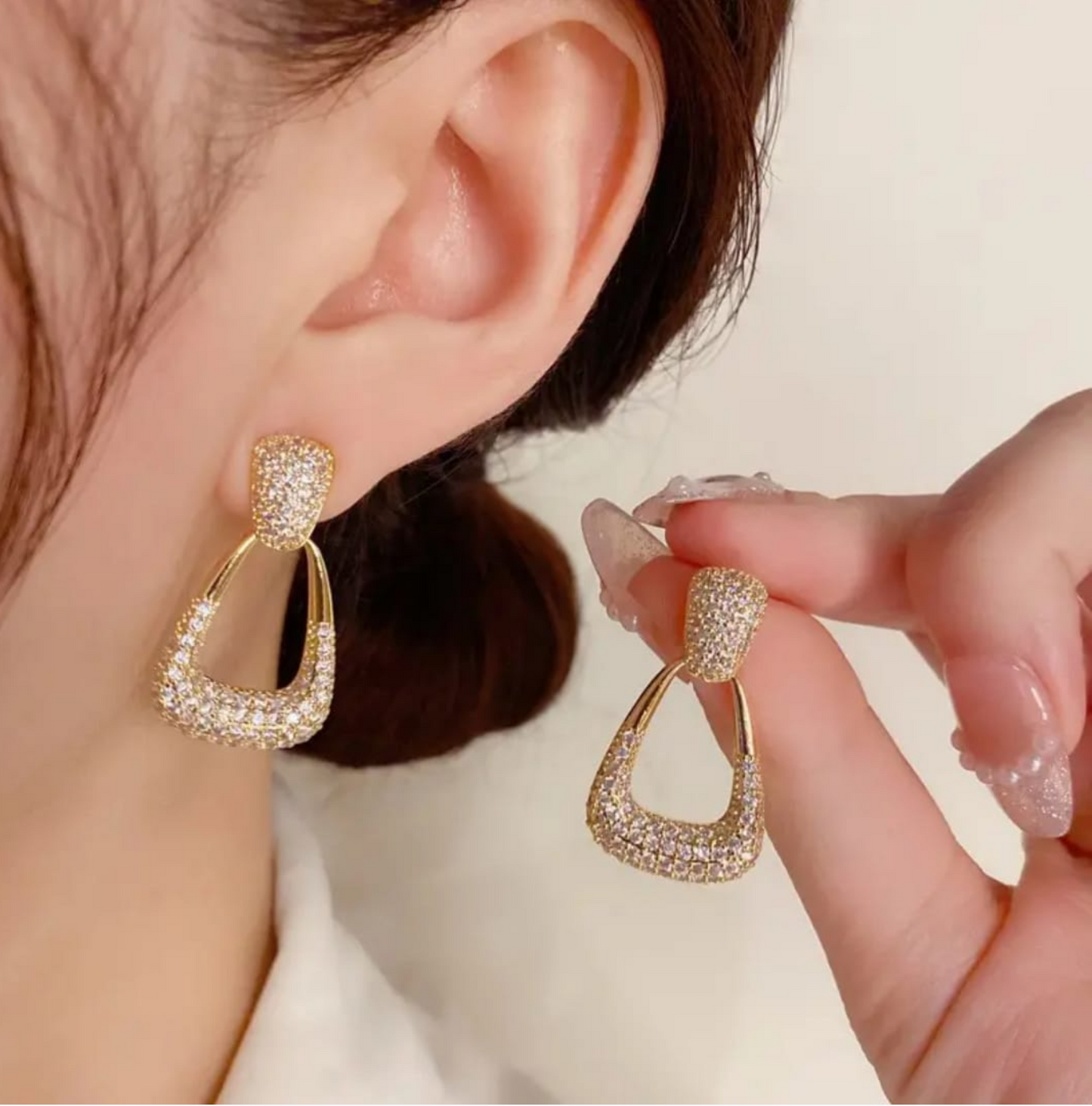 Gold Crystal Drop Earrings
