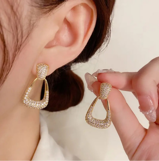 Gold Crystal Drop Earrings
