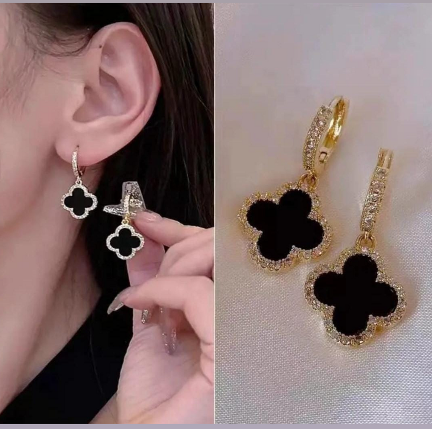 Black Clover Dangle Earrings