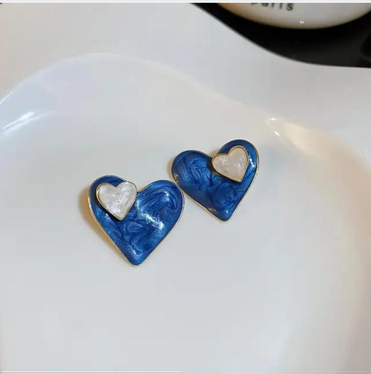 Blue Heart stud earrings